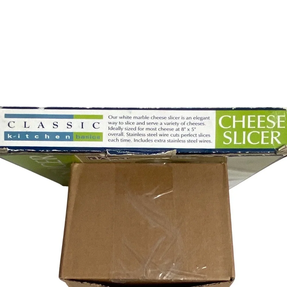 NEW RSVP Marble Cheese Slicer Board Stainless Steel Wire White Gray 8x5 OPEN BOX
